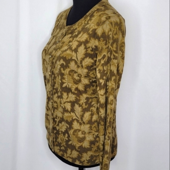 Talbots Petites Khaki Green Italian Merino Wool Button Front Cardigan - Size S - Picture 2 of 9